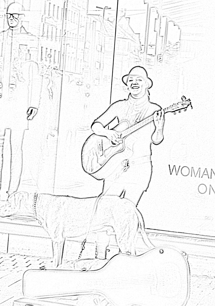 a woman with a gitarre